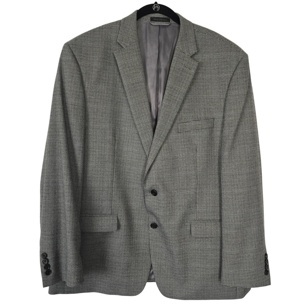 LAUREN Ralph Lauren Mens 46R Houndstooth Sport Coat Blazer Gray‎ Black Blue Prep